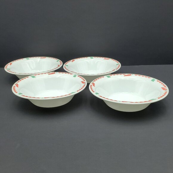 Corelle Fiesta Red Hot Chili Peppers Rim Cereal Bowl Salsa Dip Sauce Snack Bowls - Picture 2 of 8
